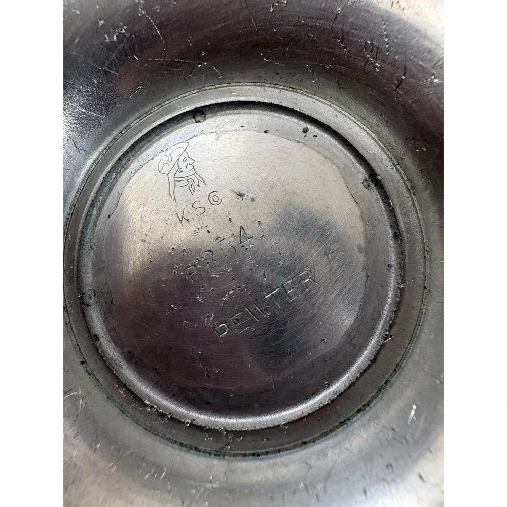 Flagg‎ & Homan Flatter Scalloped Bowl Pewter KS Co Pedestal Compote Bowl Dish